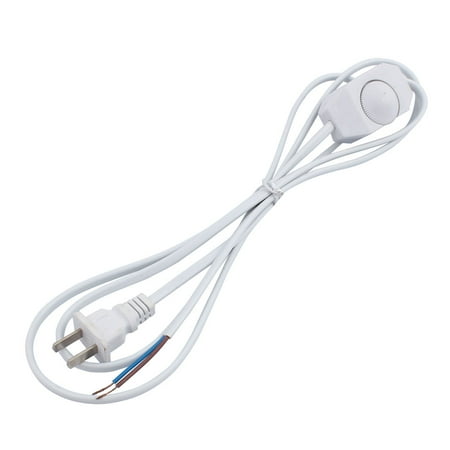 - White PVC Shell Copper Core Strip Lamp Inline Dimmer Switch US Plug