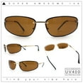 thumbnail image 2 of Rimless Narrow Rectangle Wrap Luxury Metal Rim Oversized Sunglasses Gold - Brown, 2 of 8