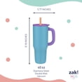 thumbnail image 3 of Zak Designs Sutton Travel Tumbler for On the Go, 40oz Stainless Steel with Vacuum Insulation, Silicone Straw, and Carry Handle for Cold Drinks (Turquoise), 3 of 3