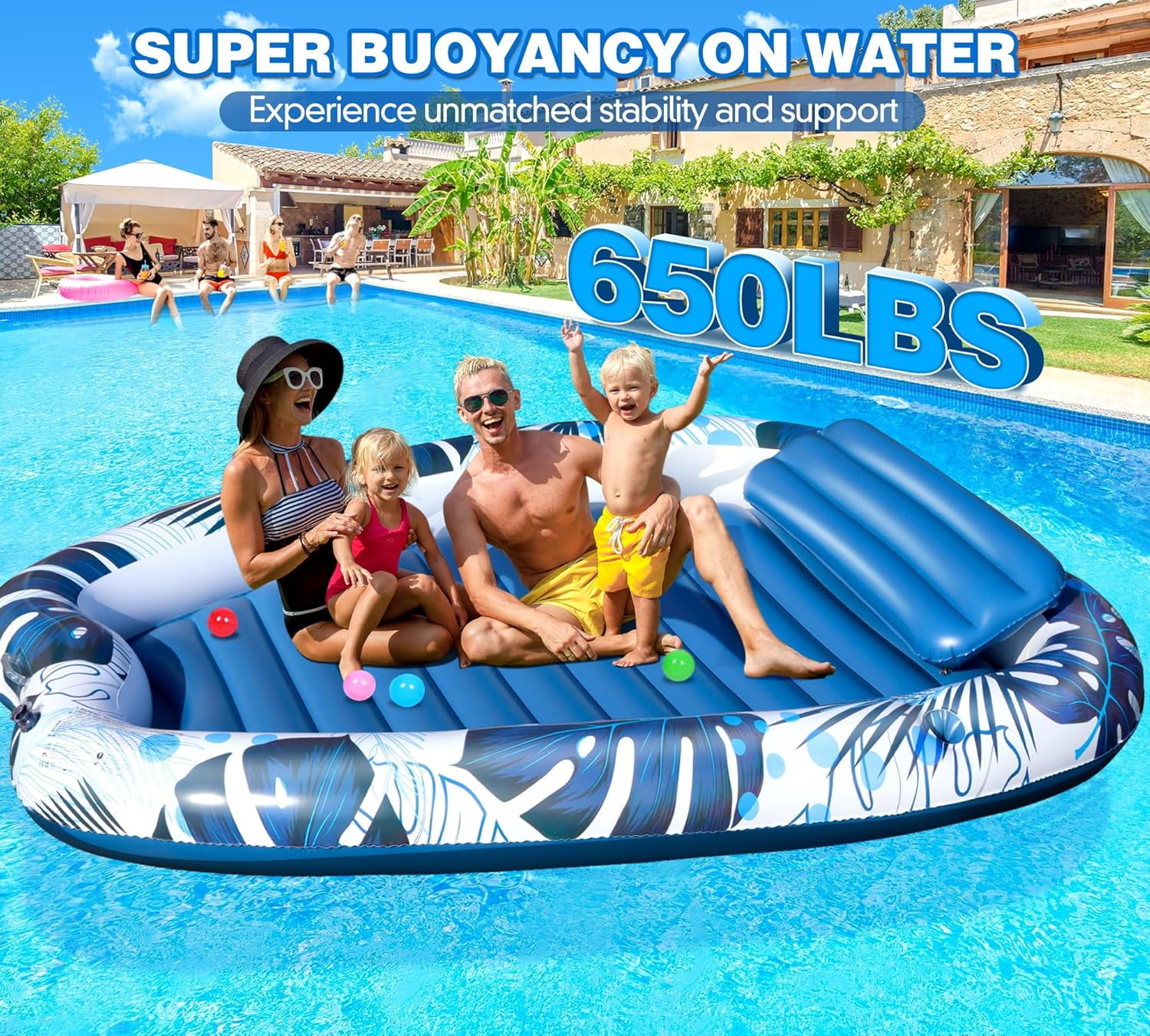 2026 Deluxe Inflatable Tanning Pool for 2 Person, 90x67Inch Tanning Pool Lounger Float for Adults, Blow Up Tan Water Bed Suntan Tub with Cup Holders, Personal Sunbathing Pools for Backyard