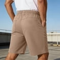 thumbnail image 5 of hlysgo Men's Casual Shorts Elastic Waist Solid Color Chino Shorts 7" Summer Workout Golf Shorts with Pockets Fitted Vacation Beach Shorts Khaki,S, 5 of 8