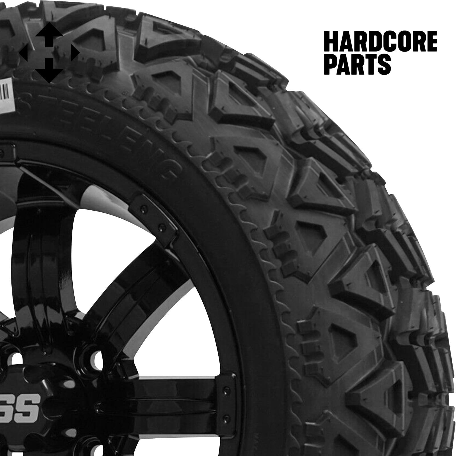 Hardcore Parts 6” Heavy Duty Double A-Arm Suspension Lift Kit for Club Car PRECEDENT Golf Cart (2004+) with 14" Black 'TEMPEST' Wheels and 23"x10"-14" DOT rated All-Terrain tires