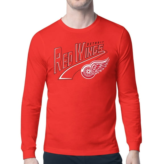 Men's Starter Red Detroit Red Wings Modern Tailsweep Long Sleeve T-Shirt