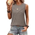 thumbnail image 1 of Camiseta Sin Mangas Informal de Cuello Redondo y Corte Holgado para Mujer, Gris XXL, 1 of 9