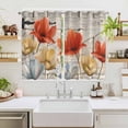 thumbnail image 2 of Retro Floral Kitchen Curtains Window Panels, Red Yellow Tulips Barm Doors Farmhouse Wooden Insulated Window Treatment Curtain, Grommet Curtains for Bedroom/Living Room/Bathroom, 2 Piece 52"Wx63"L, 2 of 8