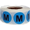 thumbnail image 1 of Blue Circle Medium M Clothing Size Stickers, 3/4 Inch Round, 500 Labels on a Roll, 1 of 1