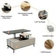 thumbnail image 3 of Lift Top Coffee Table, 3-in-1 Multi-Functional Center Table with 4 Stools, Space Saving Folding Dining Table Coffee Table with Hidden Storage, Convertible Coffee Table to Dining Table for Living Room, 3 of 9