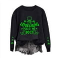 thumbnail image 2 of Herrnalise Women's St. Patrick's Day Clover Printed Tops Irish Shamrock Sweatshirt Long Sleeve Slouchy Pullover Tops Gear up for greatness for less, 2 of 4