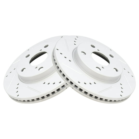 TRQ Front Performance Brake Rotors Set Premium G-Coated Cross Drilled & Slotted Fits Select 2010-2012 Lexus HS250h 2008-2015 Scion xB 2012-2017 Toyota Prius V 2006-2018 RAV4