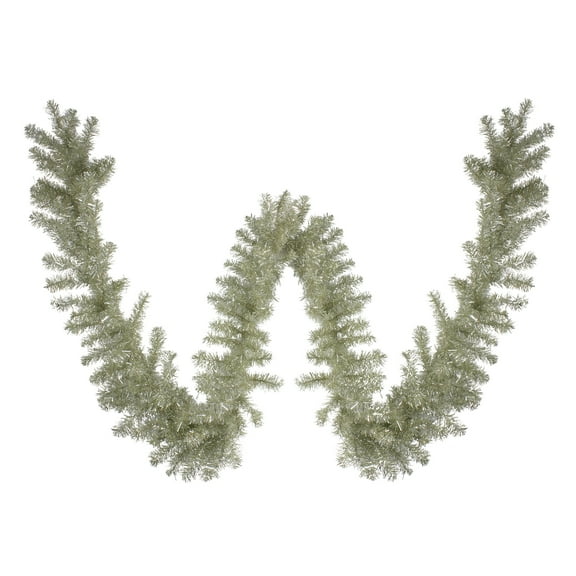 Northlight Pre-lit Metallic Artificial Christmas Tinsel Garland - 9' x 12" - Sterling Silver - Clear