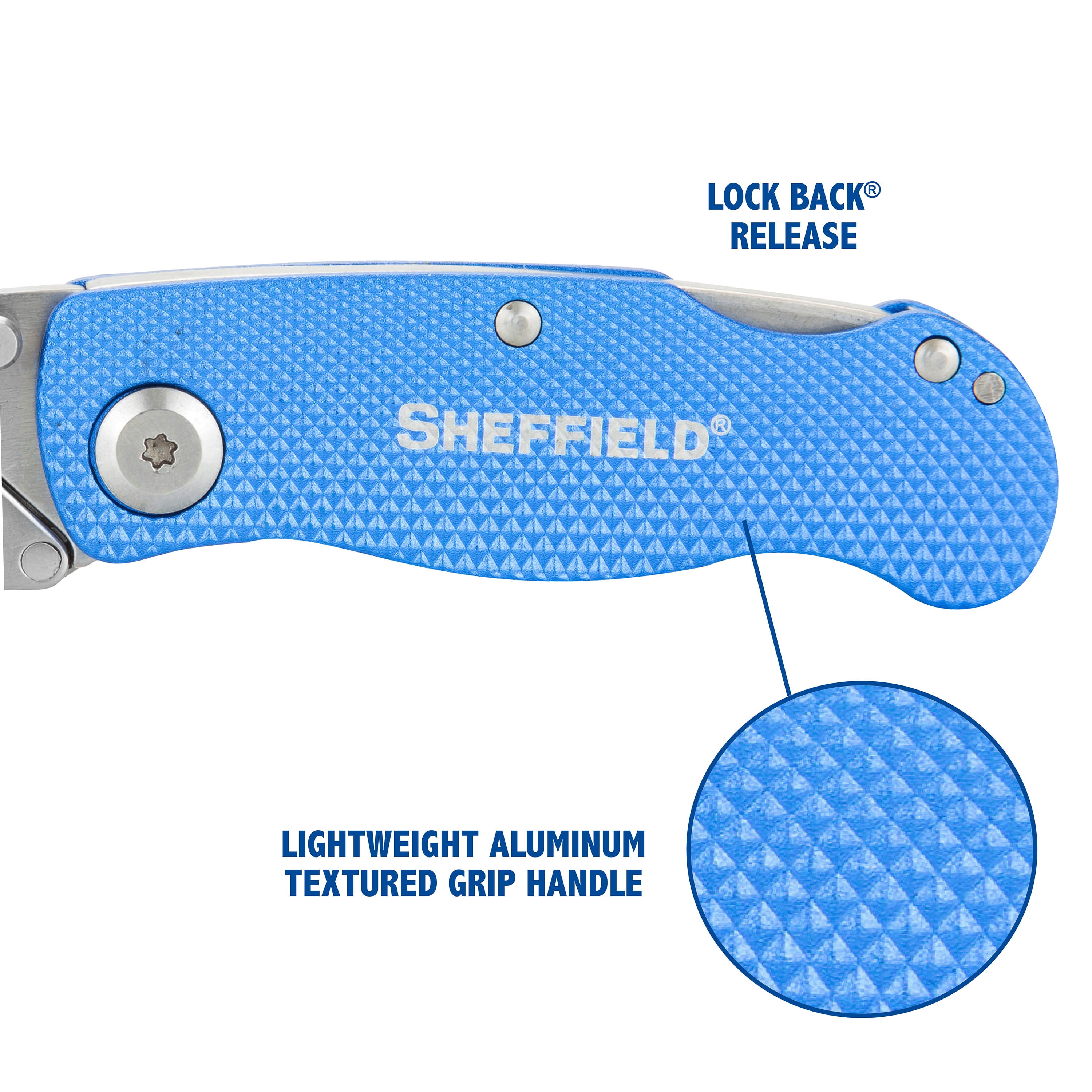 Sheffield Quick Change Folding Utility Knife, 6 inch, 3 Pack, Blue