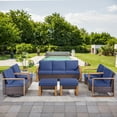thumbnail image 3 of Bellefurn Luxury Outdoor Wicker Patio Furniture Set,7 Piece Deep Seating Outdoor Conversation Set with Patio Swivel Rocker Patio Chairs,Rattan Couch and Ottomans for Deck Porch Poolside, 3 of 13