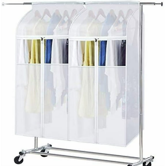 Hanging Clothes Bag Organizer 43 inch-2 Pack Large Garment Bags Suit Bag for Storage Hanging Clothes Cover for Suit Coats Dress Closet Storage (Hanger Not Included)