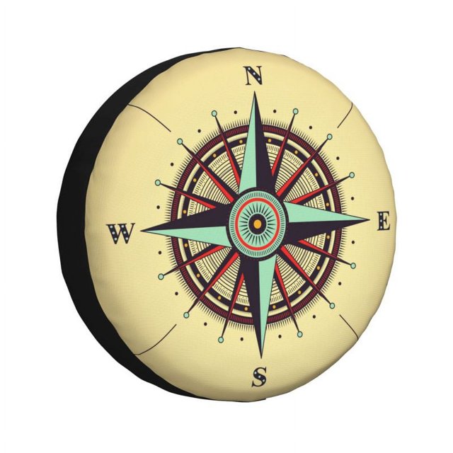 Custom Compass Rose And World Map Spare Tire Cover for RV SUV 4WD 4x4 l Adventure Car Wheel Protector Covers