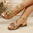 thumbnail image 4 of Caywon Women Strappy Sandals, Elastic Ankle Strap Flat, Open Toe Slip On Summer, Comfortable Ladies Beach Shoes Sandalias Mujer, 4 of 7