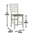 thumbnail image 2 of Abacus Dark Brown Counter Chairs (Set of 2) - 24" Wooden Bar Stools for Kitchen Island/Home Bar. Asian Hardwood, Ladderback Design, Comfortable Seating., 2 of 4