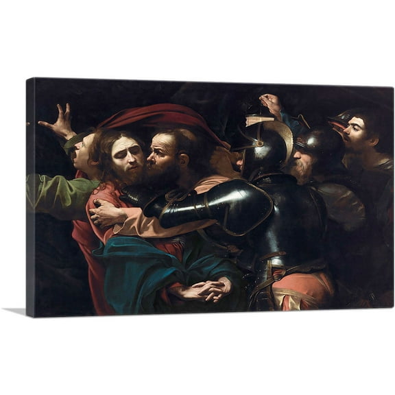 ARTCANVAS The Taking of Christ - The Betrayal of Christ Canvas Art Print by Caravaggio - Size: 26" x 18" (0.75" Deep)