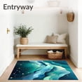 thumbnail image 3 of ODIKA 2'x3' Machine Washable Non-Slip Area Rug, Starlit Pathway Waterproof Night with Abstract Wave Motifs High Traffic Rug, Blue, 97953, 3 of 7