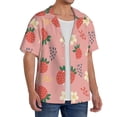 thumbnail image 4 of Vsdgher Strawberry Floral Print Men's Wrinkle Free Untucked Cuban Shirt Business Casual Button Down Shirts Short Sleeve Shirt, 4 of 7