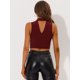 thumbnail image 4 of INSPIRE CHIC Camiseta sin mangas con cuello alto y purpurina para mujer borgo?a S, 4 of 5