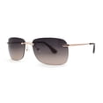 thumbnail image 3 of Womens Rimless Narrow Rectangle 90s Retro Sunglasses Gold Brown, 3 of 4