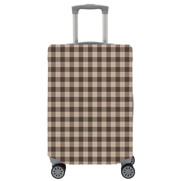 Travel Luggage Cover Espresso Buffalo Plaid Suitcase Cover Elastic Anti Scratch Baggage Covers Weave Checked Lines Luggage Covers Protector for Travel Universal Fit 19-21 Inch Carry on Luggage