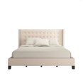 thumbnail image 2 of Weston Home Curtis I Upholstered Queen Bed with Wingback Nailhead Headboard, Beige, 2 of 4