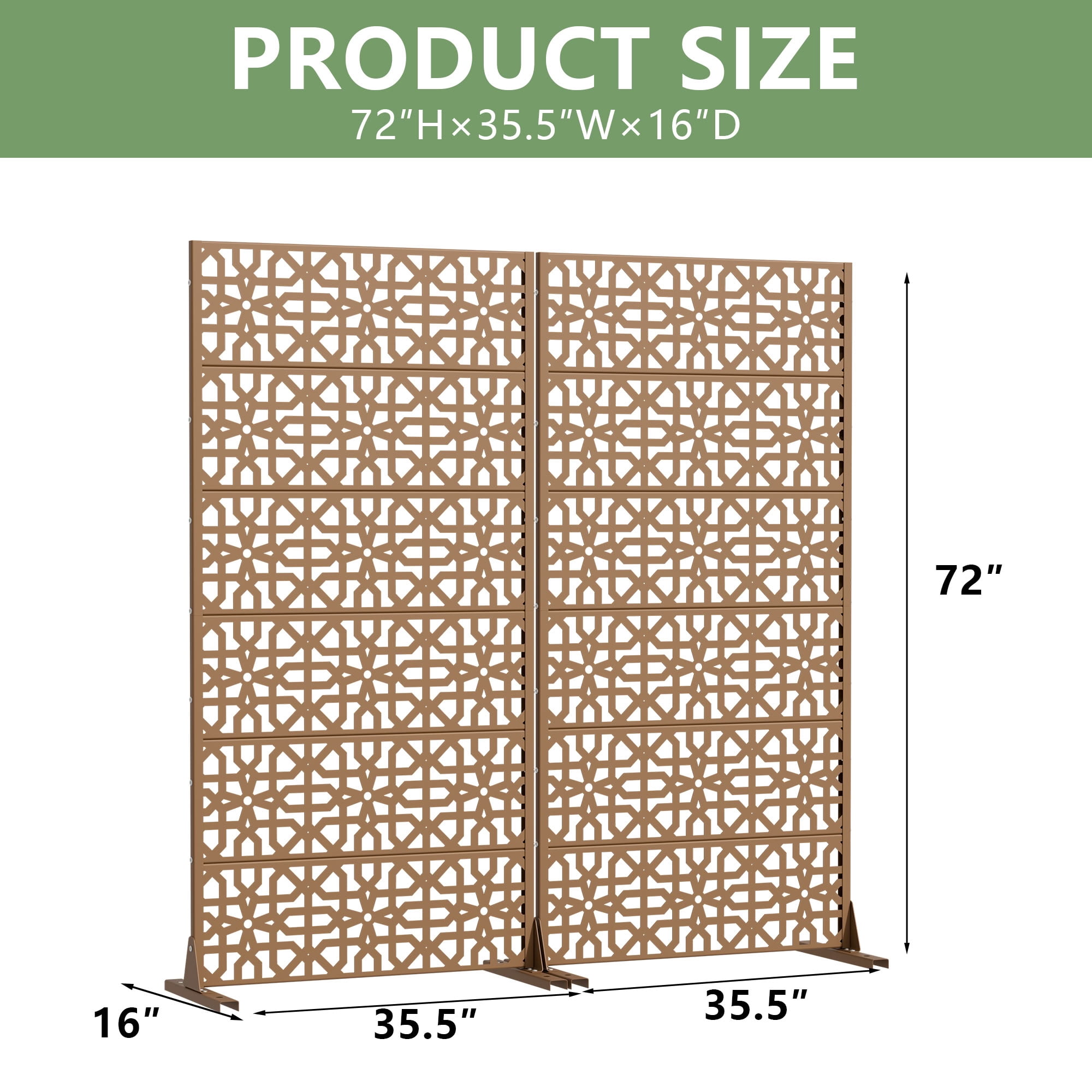 MAYEERTY 6 Panels Outdoor Privacy Screen, Metal Decorative Privacy Fence, 2 pcs Privacy Panel for Patio, Balcony, Backyard, Garden