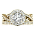 thumbnail image 2 of 1.92 ct Brilliant Round Cut White Sapphire 14k Yellow Gold Halo Solitaire with Accents Engagement Bridal Wedding Ring Band Set size 6.5, 2 of 7