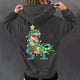 thumbnail image 2 of Mujer Otoño Invierno Navidad Color bloque dinosaurio linterna estampado cuello en V manga larga con capucha Tops pulóver blusa Fridja FKASFK3427, 2 of 4