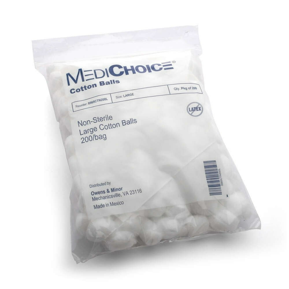 Cotton Balls, Large, Non Sterile, Soft Absorbent Cotton (Bag of 200
