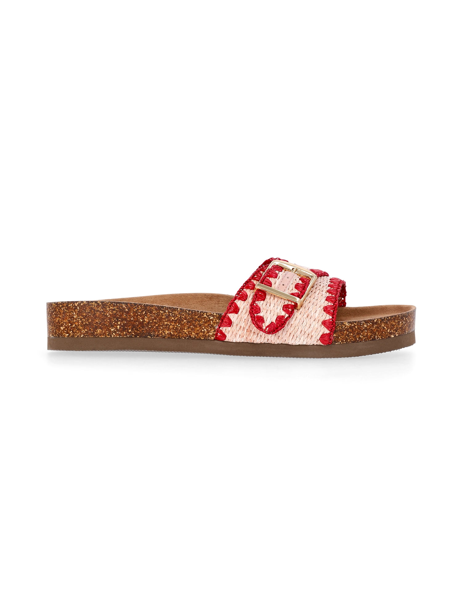 Time and Tru Women's One Buckle Footbed Slide Sandals