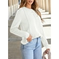 thumbnail image 4 of DOKOTOO Women's Lightweight Pleated Knit Pullover Fall Long Sleeve Crewneck Slim Casual Shirts, 4 of 8