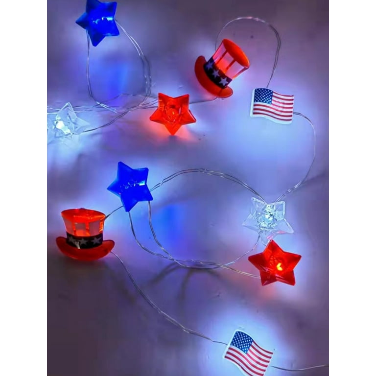 Red white blue string cheap lights