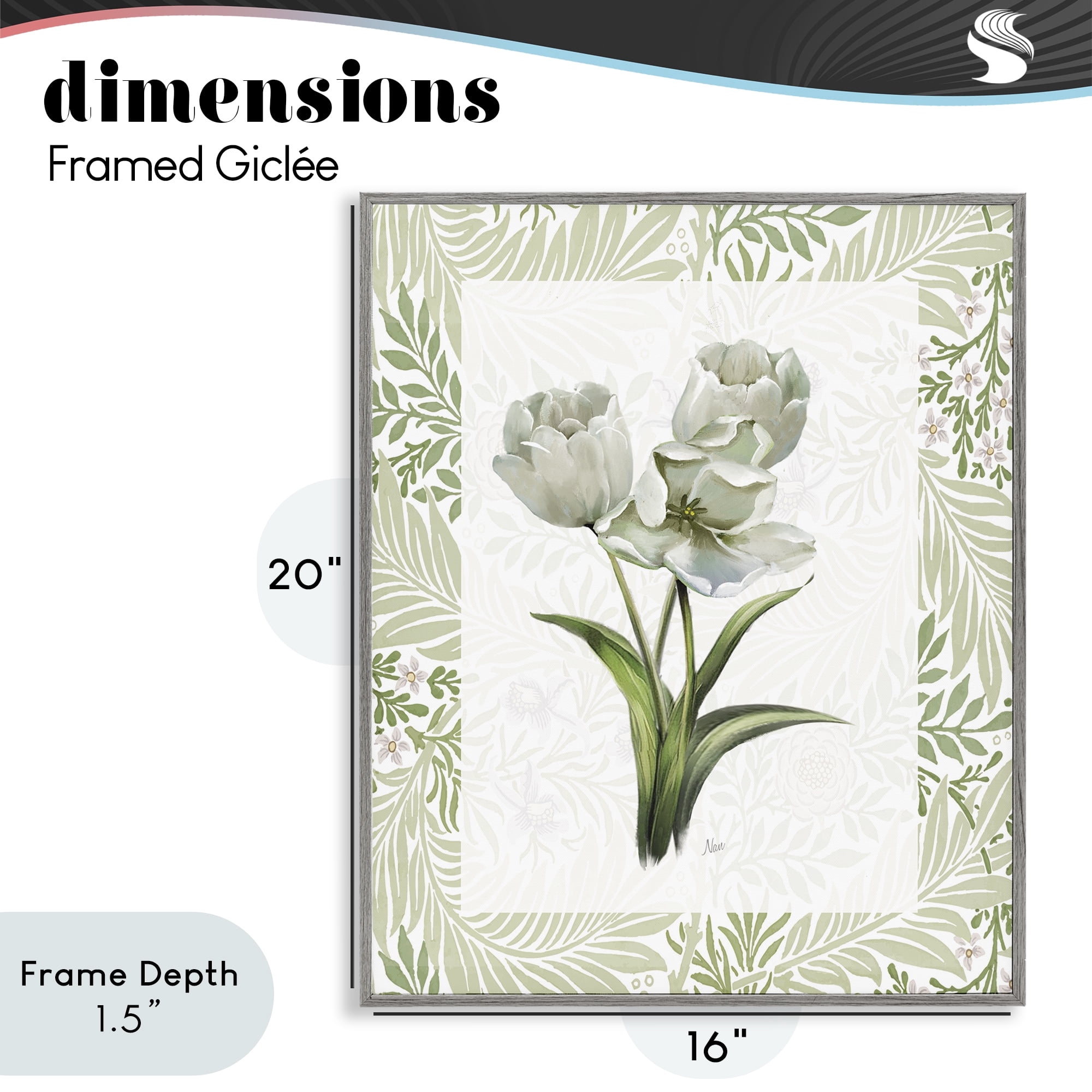 Stupell Industries Fresh Spring Tulip Bouquet Gray Framed Giclee Art, design by Nan