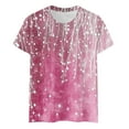 thumbnail image 4 of Womens Floral Printed Shirts Summer Crew Neck Short Sleeve Tops Casual Loose Basic Tee Soft Comfy Clothes (2XL, Pink), 4 of 5