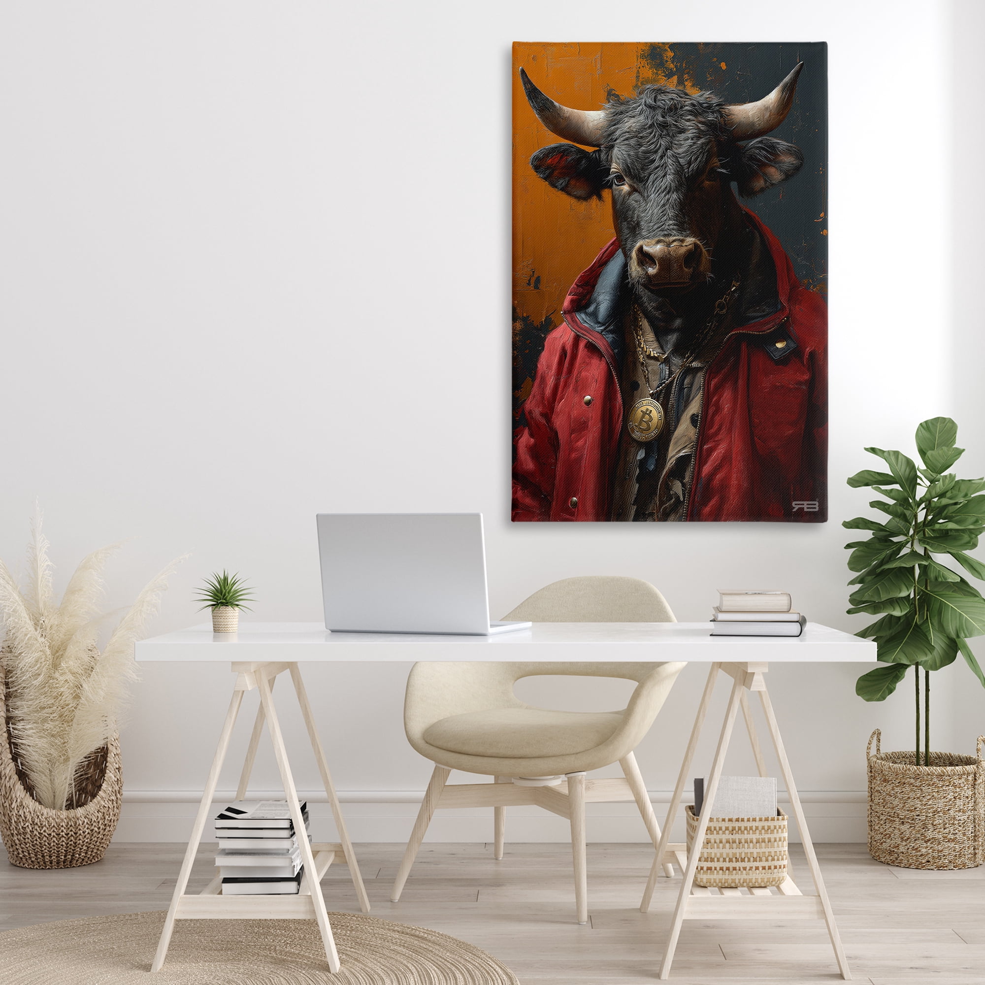 Stupell Industries Street Style Cattle Novelty Painting Gallery Wrapped Canvas Art Print Wall Art, 30 x 45