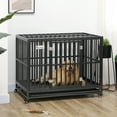 thumbnail image 2 of PawHut 44" Heavy Duty Steel Dog Crate Kennel Pet Cage, Black, 2 of 10