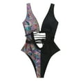 thumbnail image 3 of Babysbule Womens Swimsuits Women's Tie-dye Hollow Out Printing One-piece Swimsuit Swimwear, 3 of 9