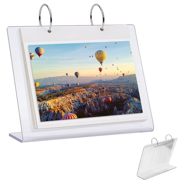 Tutuviw Acrylic Desk Calendar Storage Photo Albums Stands with 34 Pockets 4x6 in Vertical Photo Album,Clear Acrylic Photo Album,Multifunctional Photo Album,Tabletop Flip Picture Album Collection
