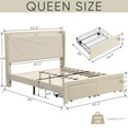 thumbnail image 3 of CASEMIOL Queen Bed Frame with Headboard, Platform Bed Frame with Storage and Charging Station, Noise-Free, No Box Spring Needed, 62.2"W Bedroom Modern Bed Frame Holds 1000 Pounds- Beige, 3 of 9