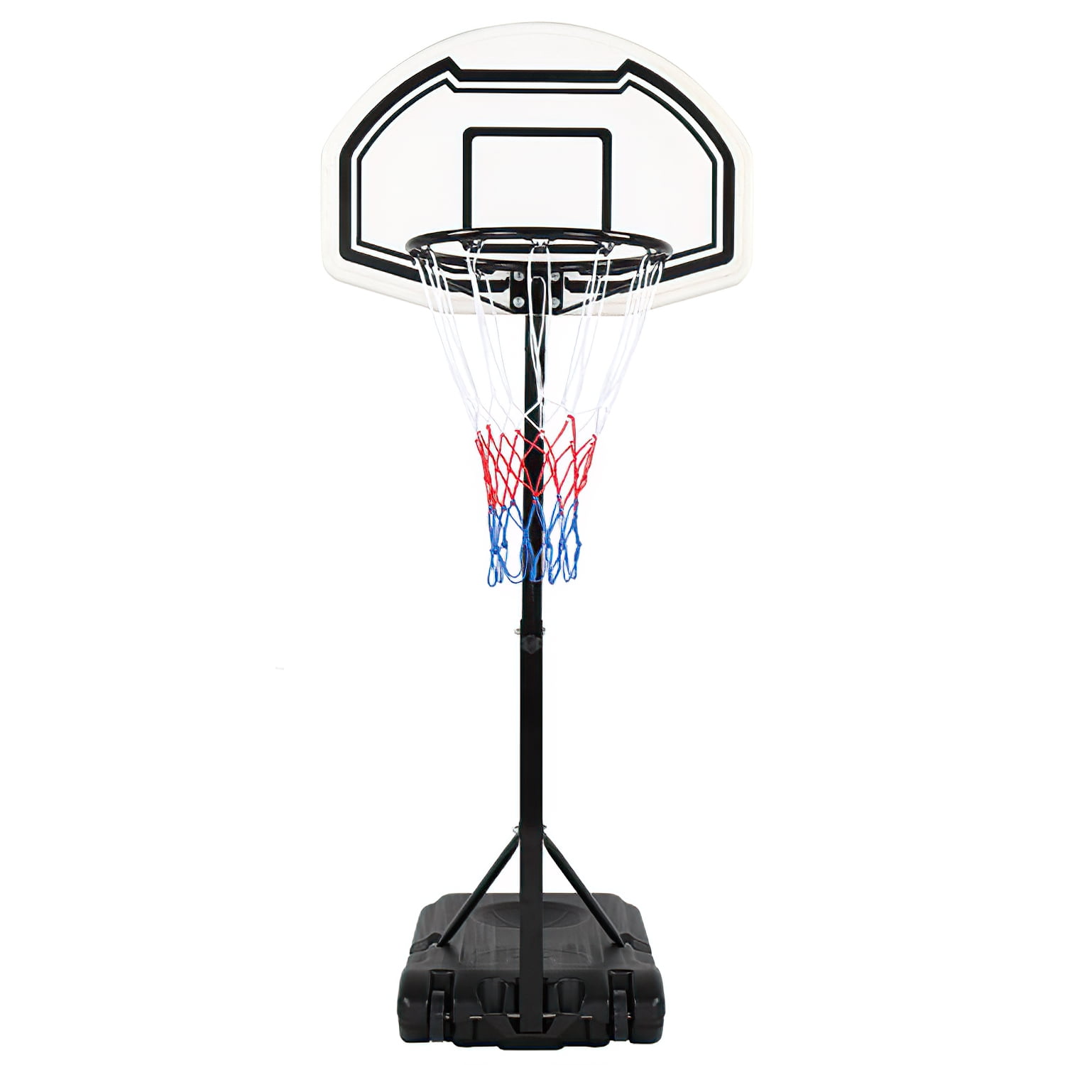 Kadyn 28" x 19" Backboard Adjustable Pool Basketball Hoop, Removable Youth Basketball Stand W/Wheels, White & Black Kadyn 28" x 19" Backboard Adjustable Pool Basketball Hoop, Removable Youth Basketball Stand W/Wheels, White & Black