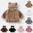 thumbnail image 4 of JUMEYU Toddler Jackets for Girls Toddler Girls Fleece Zip-Up Hooded Jacket with Bear Ear Plush Detail 4T 5T (Brown,4-5 Years), 4 of 8