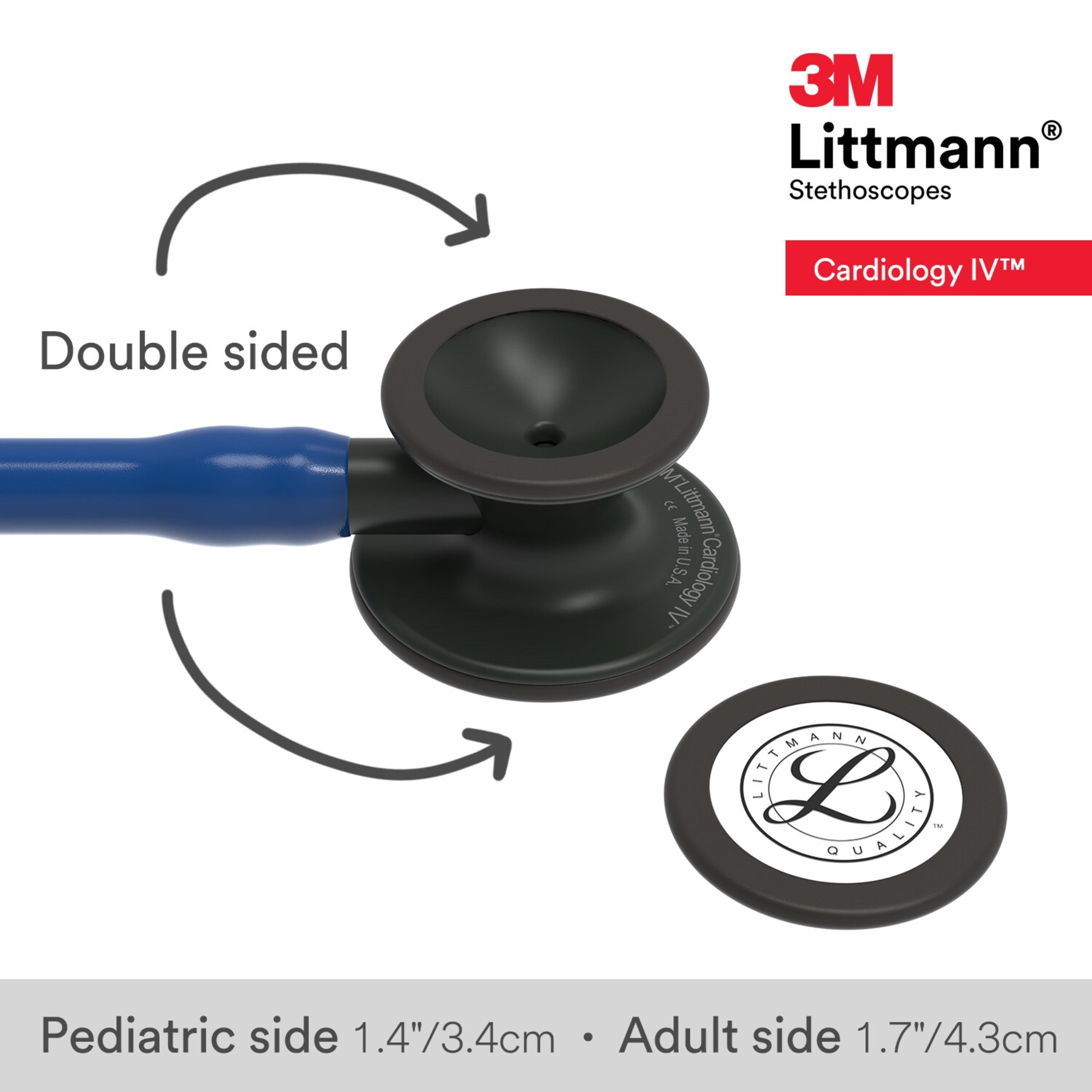 3M Littmann Cardiology IV Diagnostic Stethoscope, Stainless Steel Black-Finish Chestpiece, 27" Navy Blue Tube, Black Stem