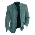 thumbnail image 4 of Domuza Men's Suede Blazer Jacket Faux Leather Retro Casual Button Up Suit Jackets Fall Winter Trendy Stand Collar Sport Coat with Pockets, 4 of 6