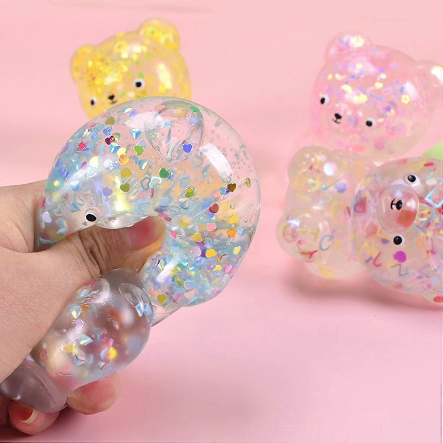 4Pcs Camouflage Gummy Bears Squeeze Toys, 8cm Soft Stress Relief Sensory Fidget Toys, Random Color