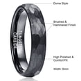 thumbnail image 5 of 6mm Hammered Tungsten Rings for Unisex Wedding Engagement Bands Black Brushed Size 7-12, 5 of 6