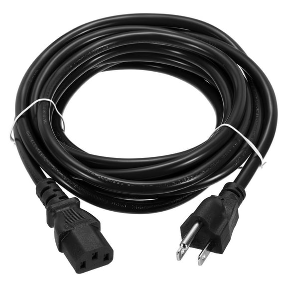 Uxcell 12ft 18 AWG Black 18/3 Universal Power Cord C13 to NEMA 5-15P 10A 125V 3-Prong Extension Power Cord