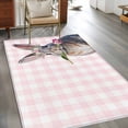 thumbnail image 4 of Area Rug for Living Room, Pink Easter Non-Slip Indoor Large Carpet for Bedroom/Dining Room, Bunny Tulip Checkered Elegant Pastoral Washable Low-Profile Rectangle Floor Runner Rugs - 4 x 6 Ft, 4 of 7