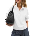 thumbnail image 4 of NominalSnug Women's Collared Sweatshirt Button Down Lightfleece Lined Loose Fit Long Sleeve Casual Pullover, 4 of 7